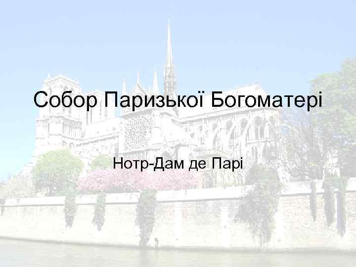 Собор Паризької Богоматері Нотр-Дам де Парі 