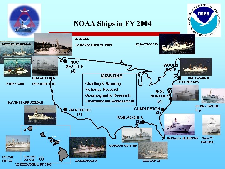 NOAA Ships in FY 2004 RAINIER MILLER FREEMAN FAIRWEATHER ALBATROSS IV in 2004 MOC
