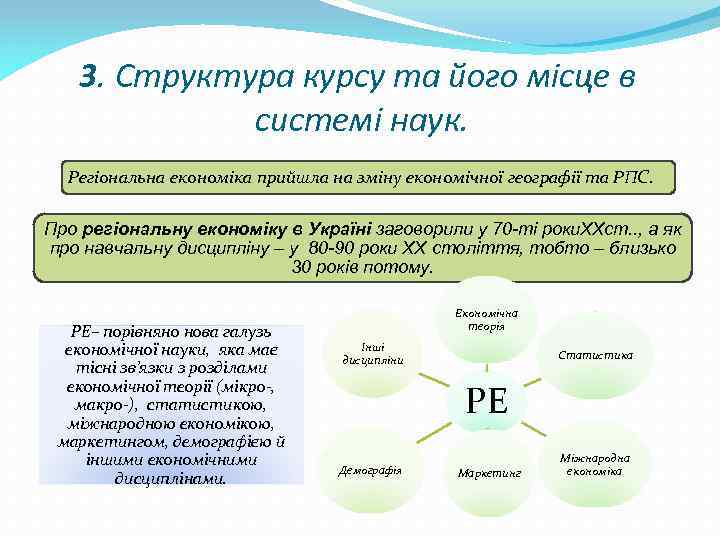 3. Структура курсу та його місце в системі наук. Регіональна економіка прийшла на зміну