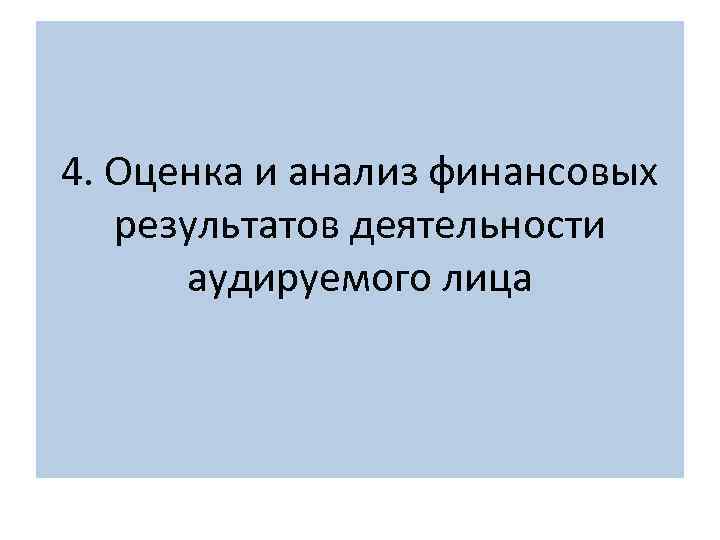 4. Оценка и анализ финансовых результатов деятельности аудируемого лица 