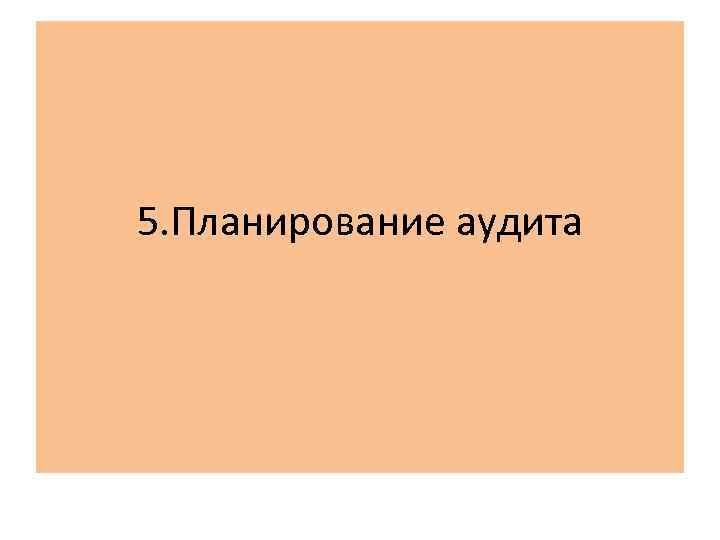 5. Планирование аудита 