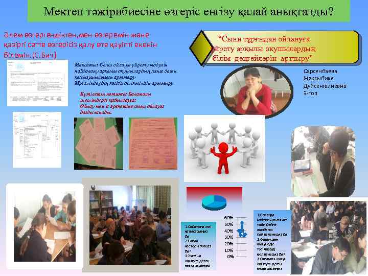 Мектеп тәжірибиесіне өзгеріс енгізу қалай анықталды? Әлем өзгергендіктен, мен өзгеремін және қазіргі сәтте өзгерісіз