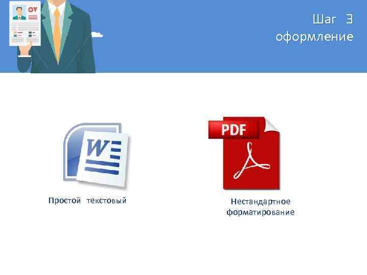 Шаг 3 оформление Простой текстовый Нестандартное форматирование 