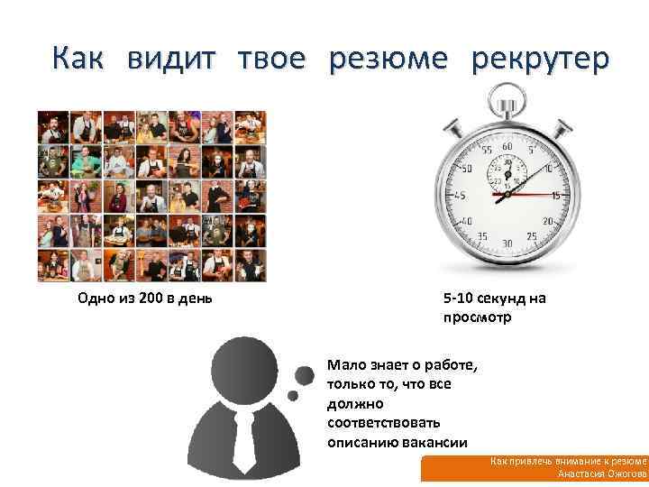 Как видит твое резюме рекрутер Одно из 200 в день 5 -10 секунд на