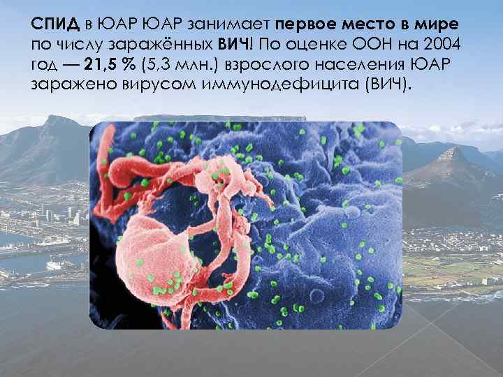 СПИД в ЮАР занимает первое место в мире по числу заражённых ВИЧ! По оценке