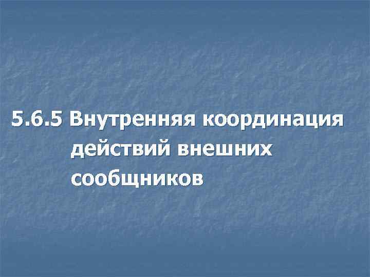 5. 6. 5 Внутренняя координация действий внешних сообщников 