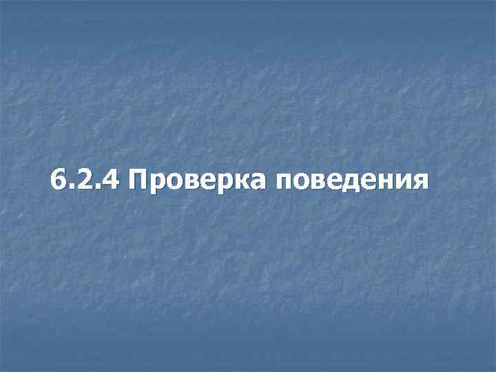 6. 2. 4 Проверка поведения 