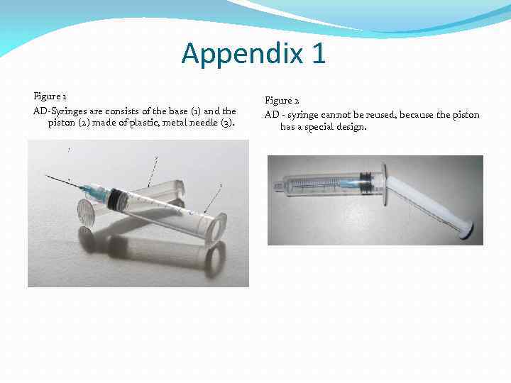 Appendix 1 Figure 1 AD-Syringes are consists of the base (1) and the piston