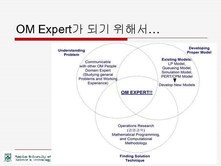 OM Expert가 되기 위해서… 