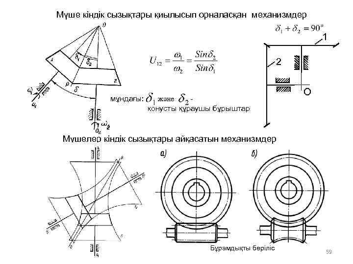 Мүше кіндік сызықтары қиылысып орналасқан механизмдер 1 2 мұндағы: және конусты құраушы бұрыштар O