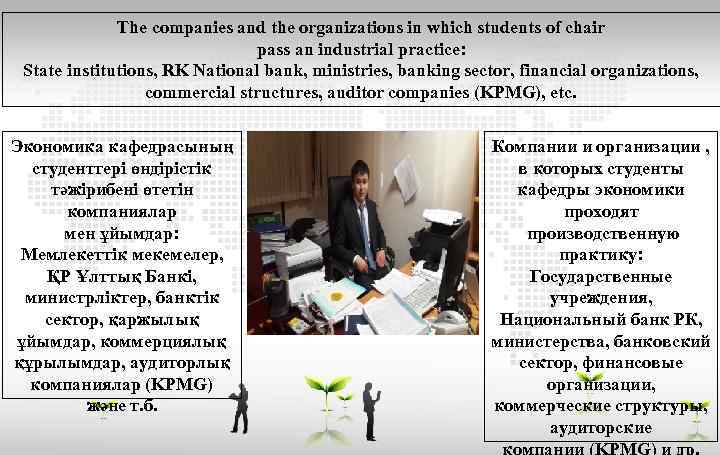 The companies and the organizations in which students of chair pass an industrial practice: