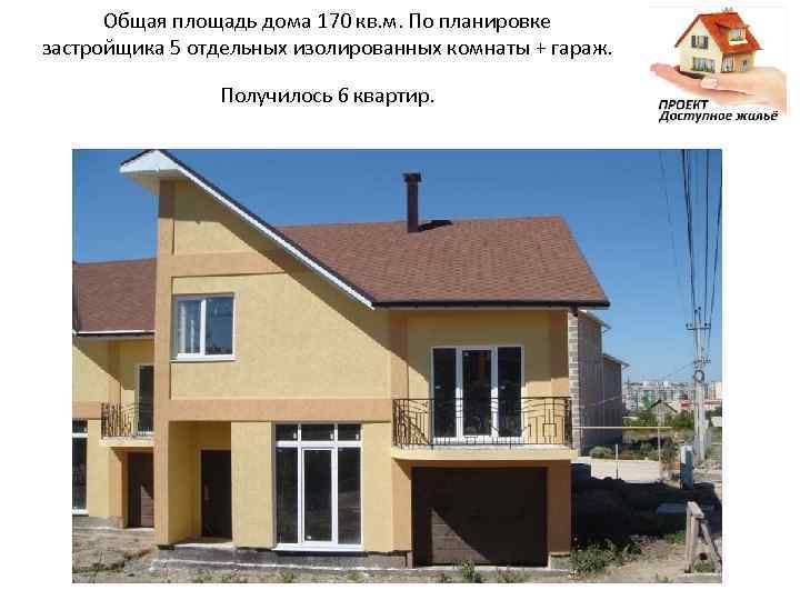Общая площадь дома 170 кв. м. По планировке застройщика 5 отдельных изолированных комнаты +