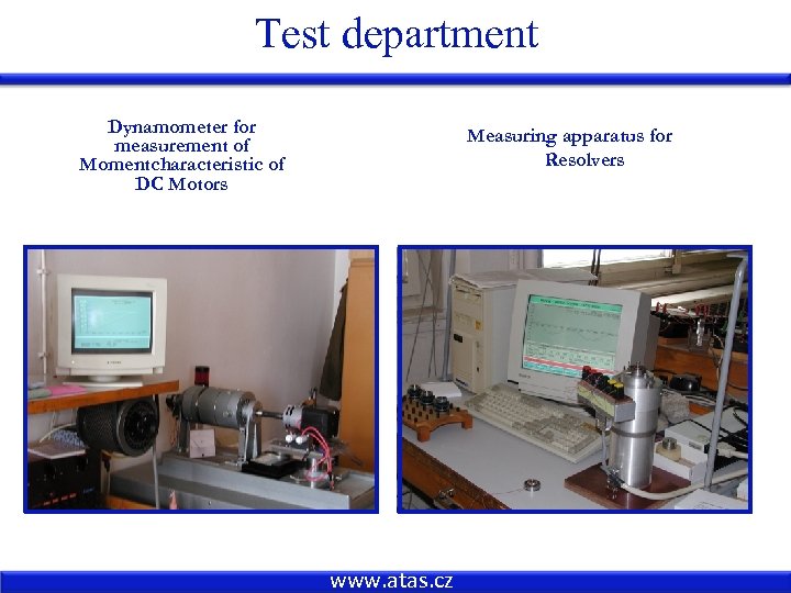 Test department Dynamometer for measurement of Momentcharacteristic of DC Motors Measuring apparatus for Resolvers