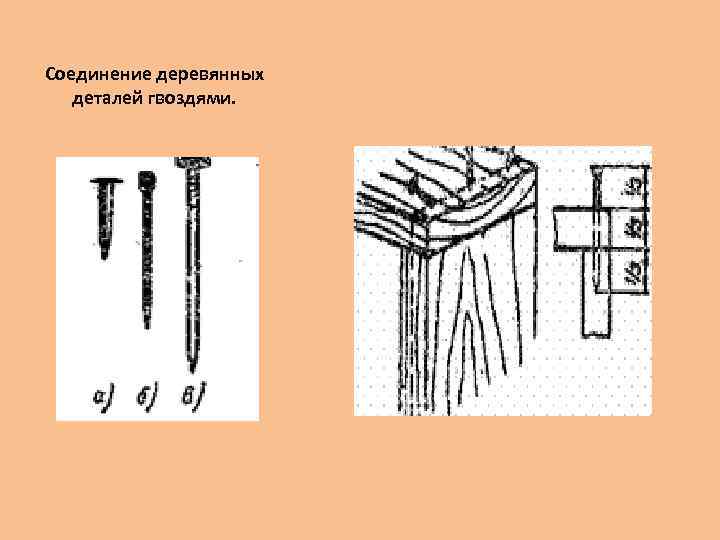 Соединение деревянных деталей гвоздями. 