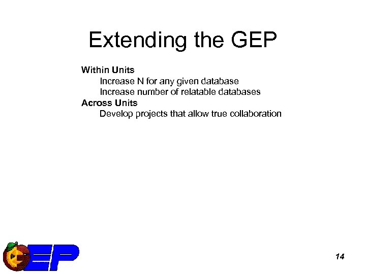 Extending the GEP Within Units Increase N for any given database Increase number of