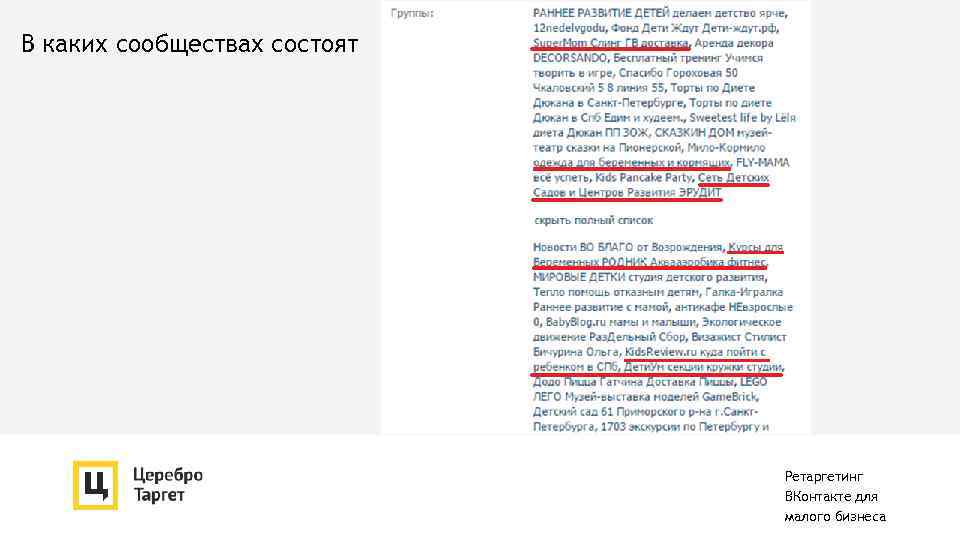 В каких сообществах состоят Ретаргетинг ВКонтакте для малого бизнеса 