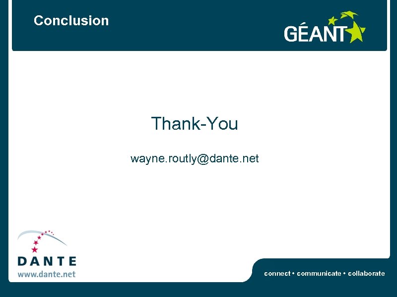 Conclusion Thank-You wayne. routly@dante. net connect • communicate • collaborate 