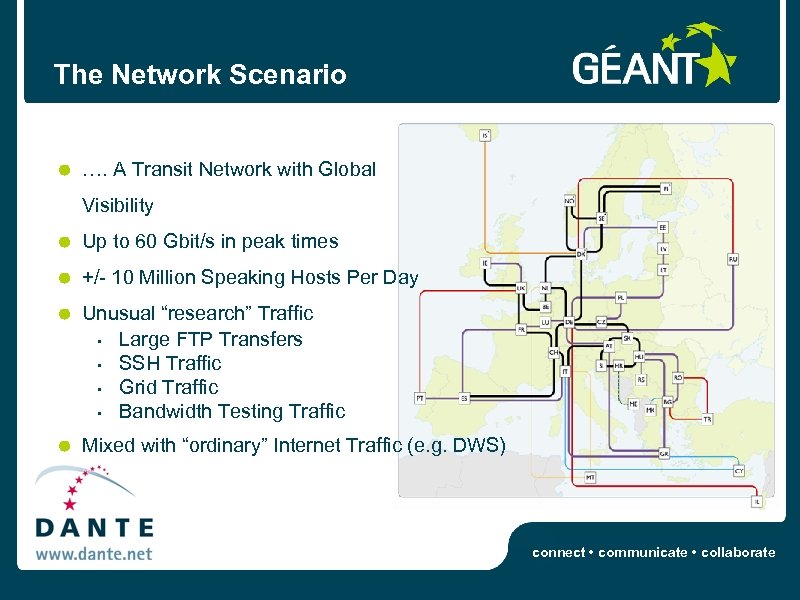 The Network Scenario …. A Transit Network with Global Visibility Up to 60 Gbit/s