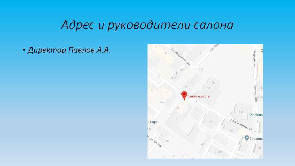 Адрес и руководители салона • Директор Павлов А. А. 