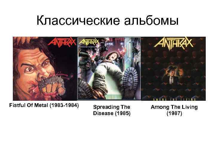 Классические альбомы Fistful Of Metal (1983 -1984) Spreading The Disease (1985) Among The Living