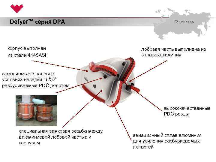 Defyer™ серия DPA корпус выполнен из стали 4145 ASI лобовая часть выполнена из сплава