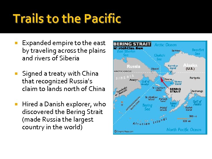 Trails to the Pacific Expanded empire to the east by traveling across the plains