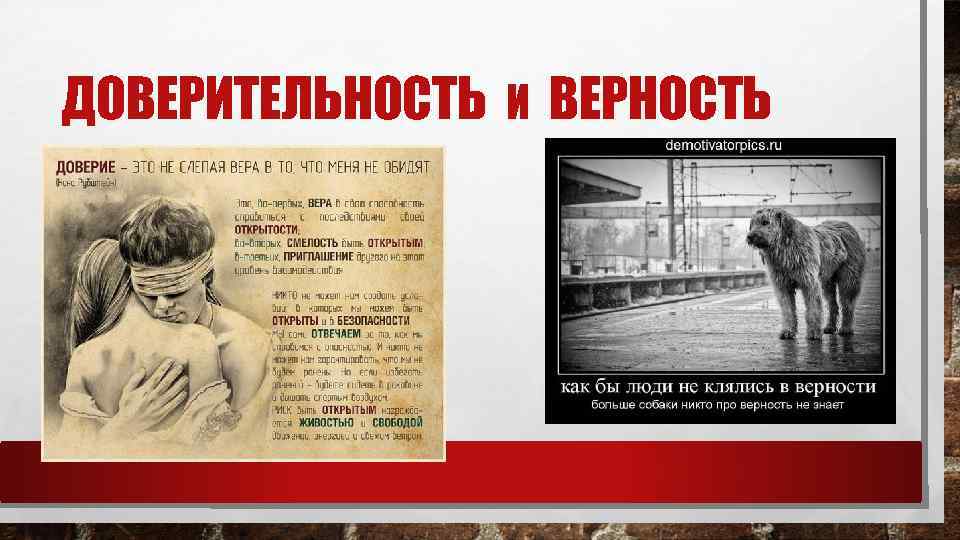 ДОВЕРИТЕЛЬНОСТЬ И ВЕРНОСТЬ 