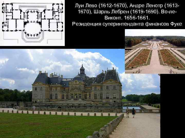 Луи Лево (1612 -1670), Андре Ленотр (16131670), Шарль Лебрен (1619 -1690). Во-ле. Виконт. 1656