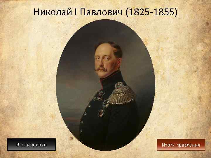 Николай I Павлович (1825 -1855) В оглавление Итоги правления 