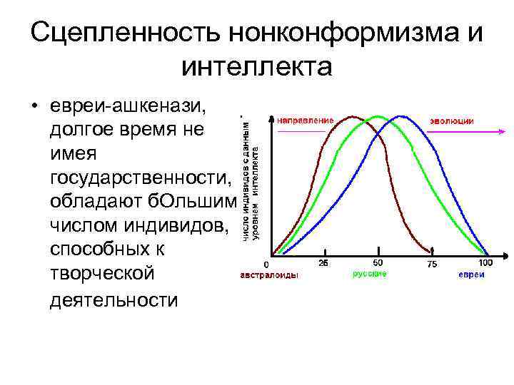 Сцепленность нонконформизма и интеллекта • евреи-ашкенази, долгое время не имея государственности, обладают б. Ольшим
