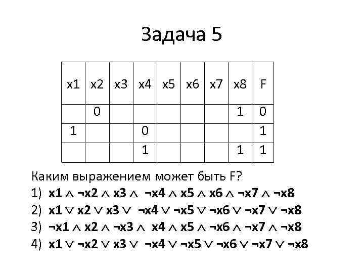 Задача 5 x 1 x 2 x 3 x 4 x 5 x 6