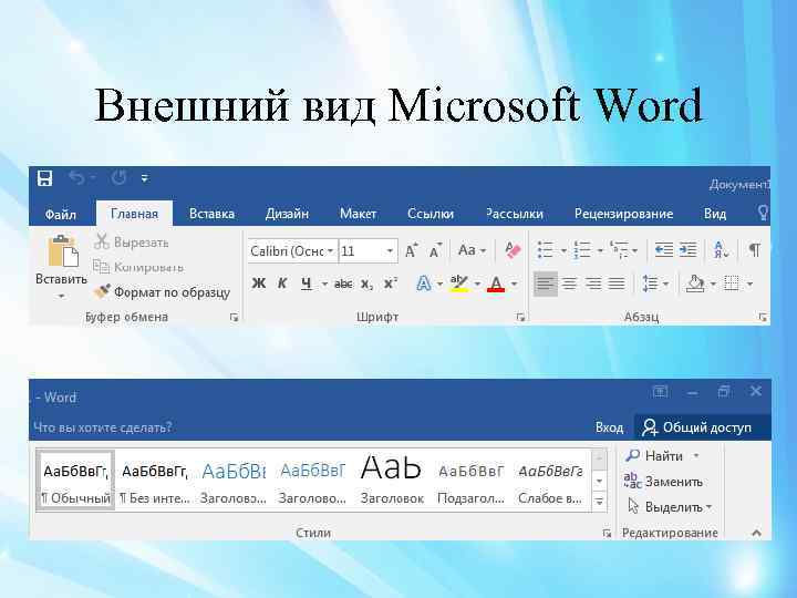 Внешний вид Microsoft Word 