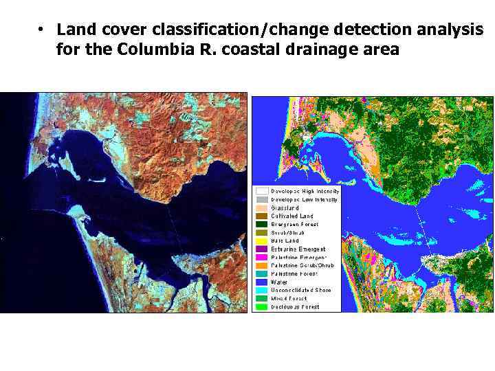  • Land cover classification/change detection analysis for the Columbia R. coastal drainage area