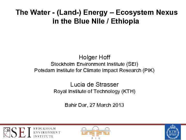 The Water - (Land-) Energy – Ecosystem Nexus in the Blue Nile / Ethiopia