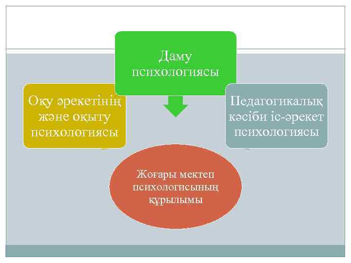Даму психологиясы Оқу әрекетінің және оқыту психологиясы Педагогикалық кәсіби іс-әрекет психологиясы Жоғары мектеп психологисының