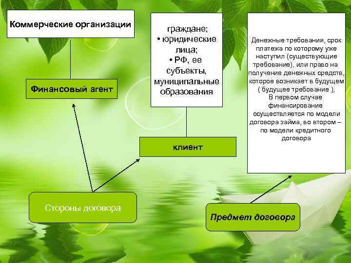 Коммерческие организации Финансовый агент граждане; • юридические лица; • РФ, ее субъекты, муниципальные образования