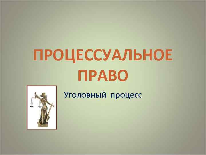 ПРОЦЕССУАЛЬНОЕ ПРАВО Уголовный процесс 