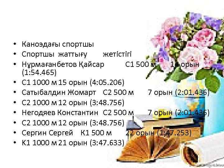  • Каноэдағы спортшы • Спортшы жаттығу жетістігі • Нұрмағанбетов Қайсар С 1 500