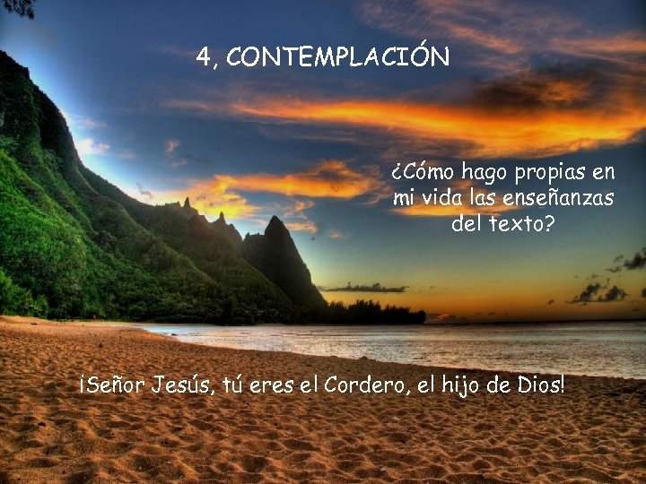 4, CONTEMPLACIÓN ¿Cómo hago propias en mi vida las enseñanzas del texto? ¡Señor Jesús,