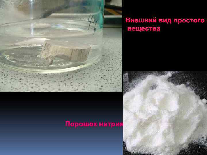 Внешний вид простого вещества Порошок натрия 