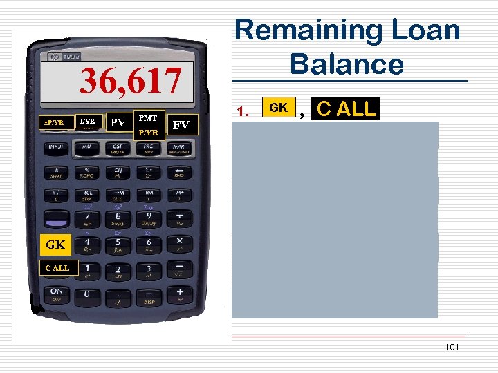 36, 617 x. P/YR I/YR PV PMT P/YR FV Remaining Loan Balance 1. 2.