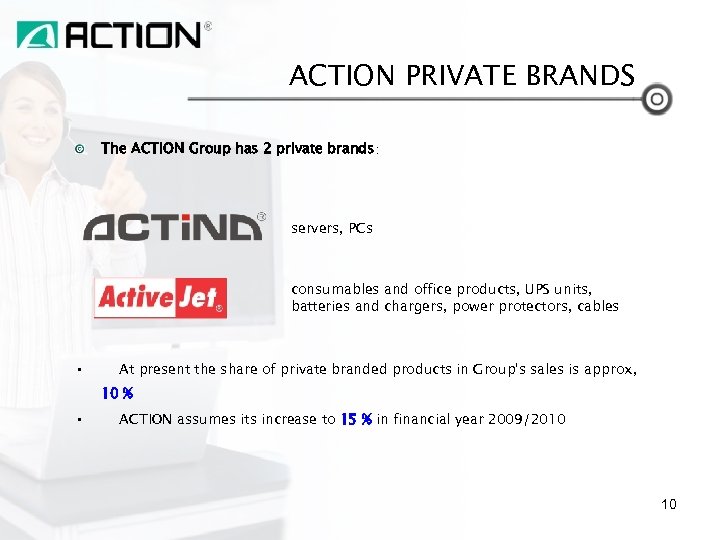 ACTION PRIVATE BRANDS The ACTION Group has 2 private brands: servers, PCs consumables and