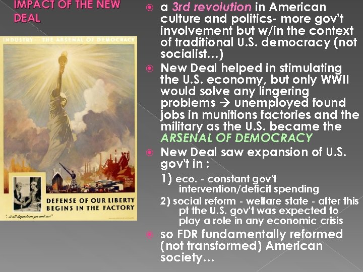 IMPACT OF THE NEW DEAL a 3 rd revolution in American culture and politics-