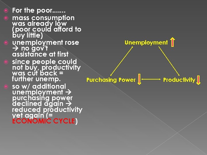 For the poor. . . . mass consumption was already low (poor could afford