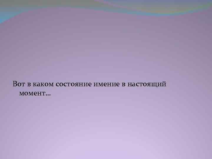 Вот в каком состояние имение в настоящий момент… 