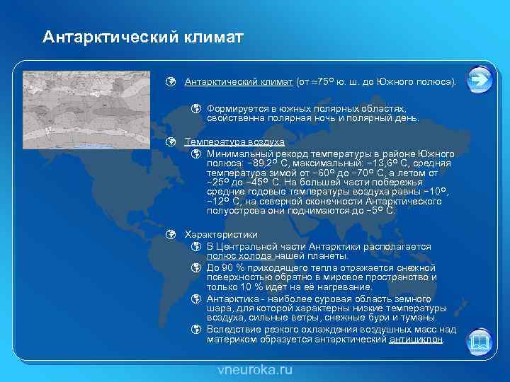 Антарктический климат ü Антарктический климат (от 75º ю. ш. до Южного полюса). þ Формируется