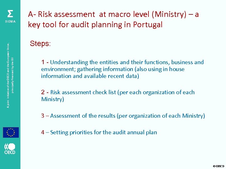 Σ Steps: principally financed by the EU A joint initiative of the OECD and