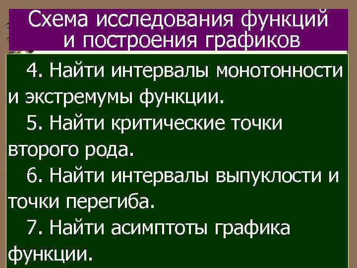 Схема исследования функций и построения графиков 4. Найти интервалы монотонности и экстремумы функции. 5.