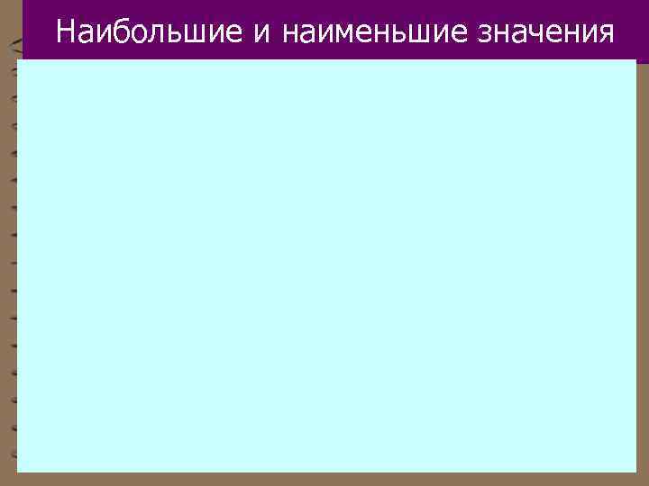 Наибольшие и наименьшие значения 
