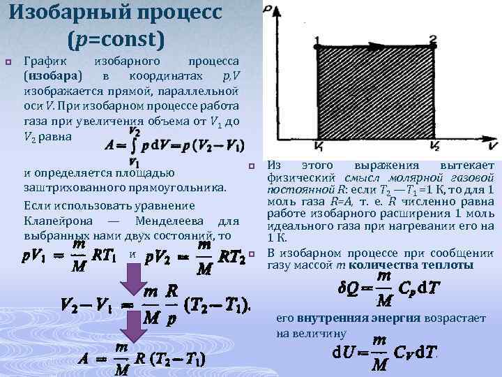 Работа совершаемая газом при изобарном расширении